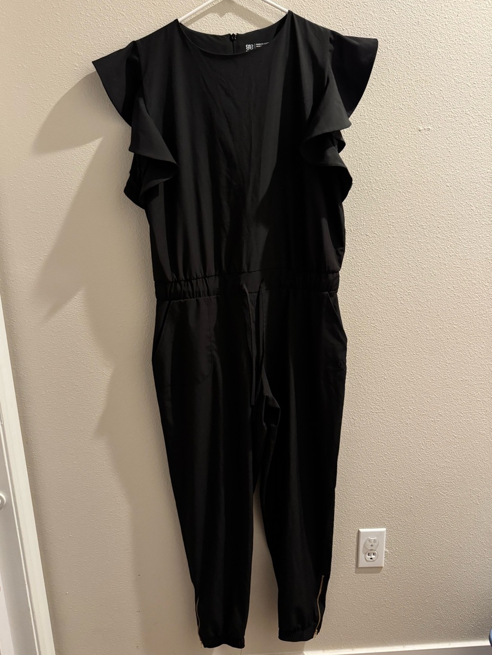 Albion Black Ruffle-Sleeve Jumpsuit